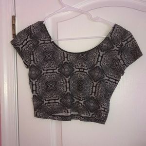 Black and White Printed Crop Top